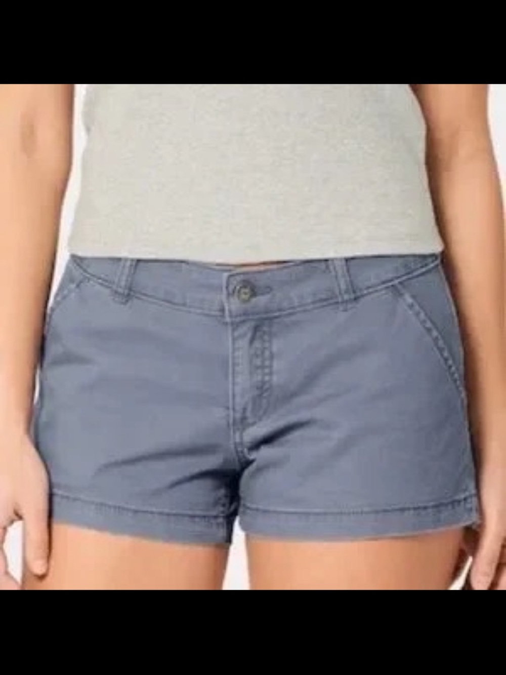 Hollister Women's Classic Grey/Blue Chino Shorts